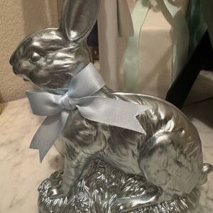Blue bunny figurine easter decor pink